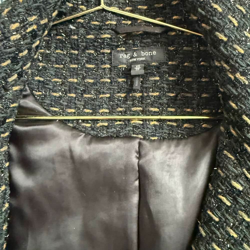 Rag & Bone Navy And Gold Textured Vest View 3